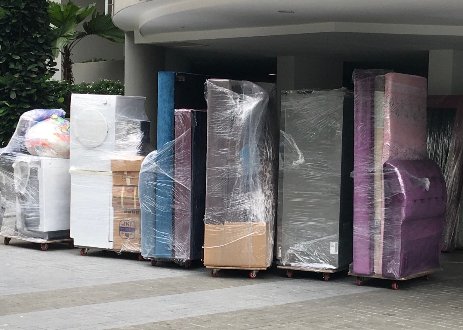 Furniture wrapped for moving